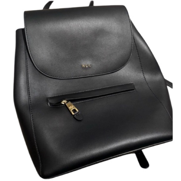Lauren Ralph Lauren Dryden Ellen Black Leather Backpack - Picture 4 of 10